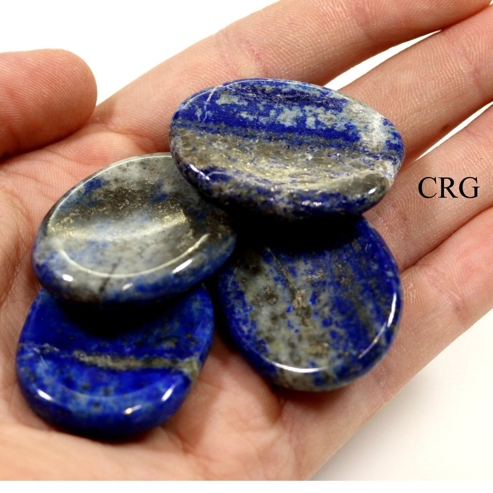 SET OF 4 - Lapis Worry Stones with Thumb Indent / 1" AVG