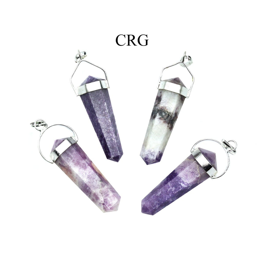 SET OF 4 - Lepidolite Double Terminated Point Pendant with Silver Swivel Bail / 1" AVGCrystal River Gems