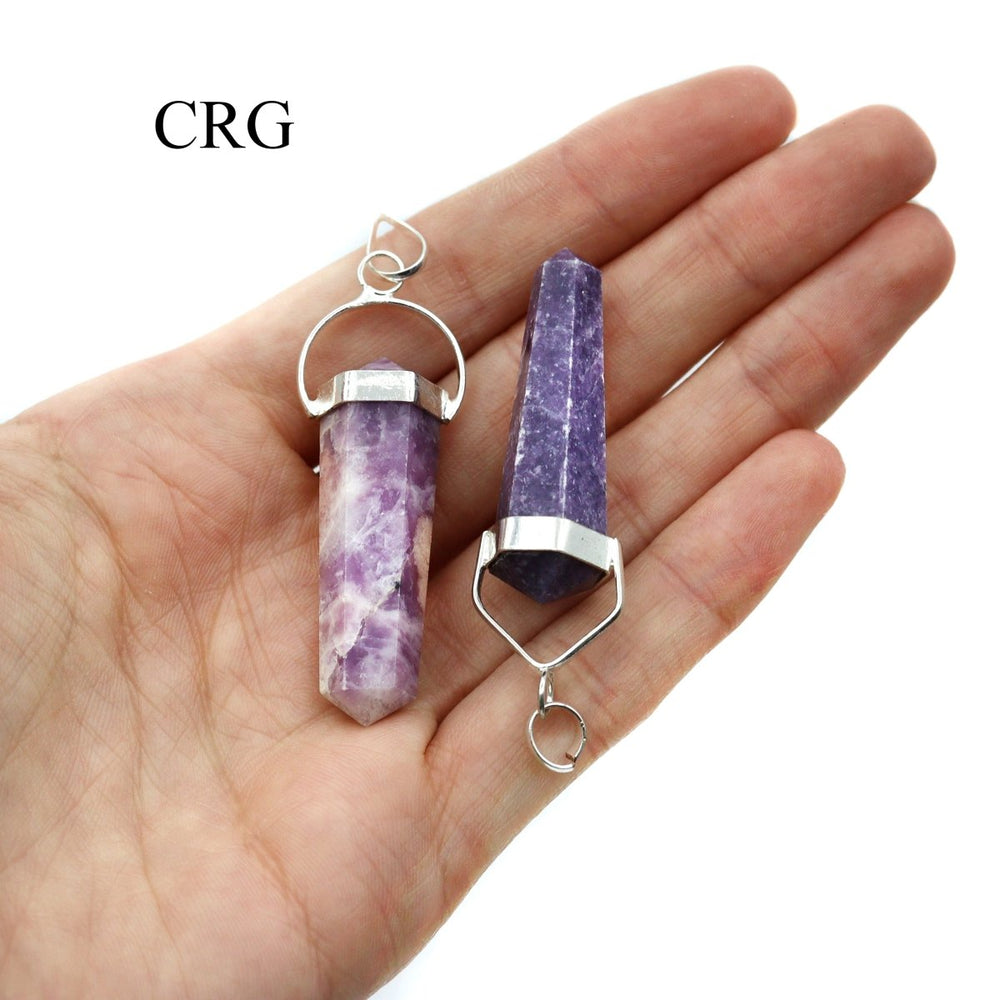 SET OF 4 - Lepidolite Double Terminated Point Pendant with Silver Swivel Bail / 1" AVGCrystal River Gems