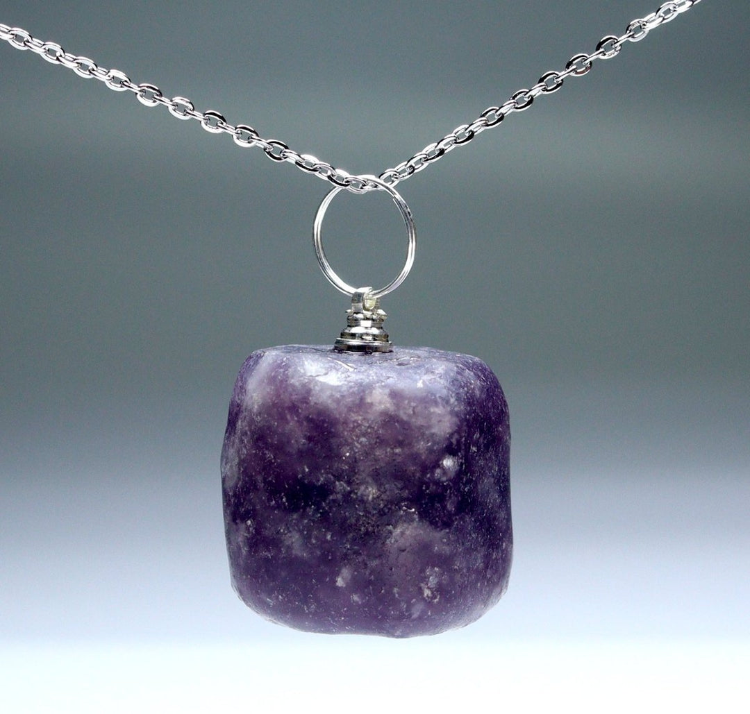 SET OF 4 - Lepidolite Tumbled Pendant with Silver Plated Bail / 1" AVGCrystal River Gems