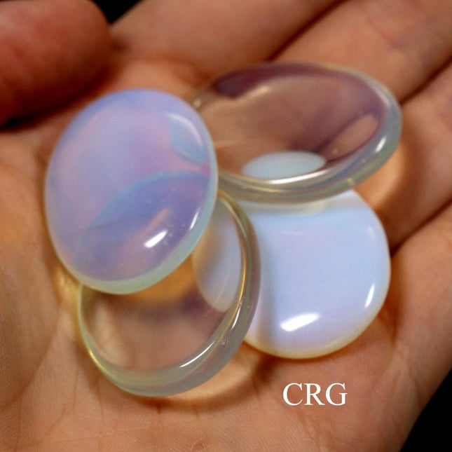 SET OF 4 - Opalite Worry Stones w/ Thumb Indent / 1" Avg - Crystal River Gems