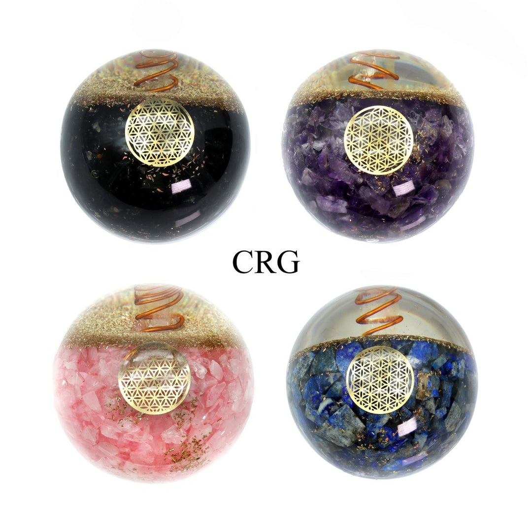 SET OF 4 - Orgonite Gemstone Spheres / 2.5" AVGCrystal River Gems