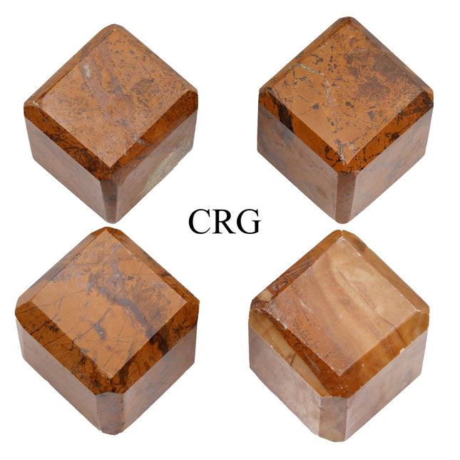 SET OF 4 - Picture Jasper Gemstone Cubes / 30-40mm AVG - Crystal River Gems