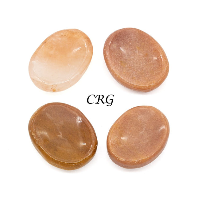 SET OF 4 - Pink Aventurine Worry Stones w/ Thumb Indent / 1" Avg - Crystal River Gems