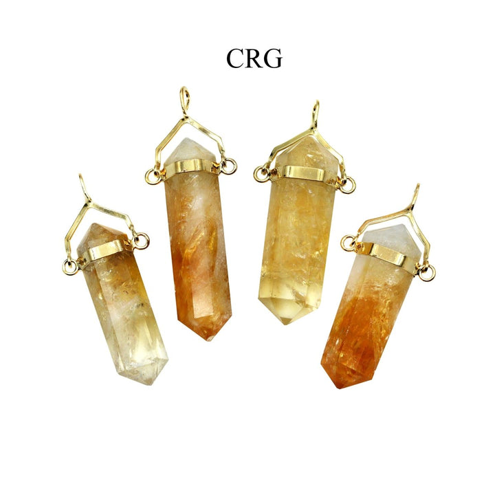 SET OF 4 - Polished Citrine Double Terminated Point Pendant with Gold Swivel Bail / 1 - 2" AVGCrystal River Gems