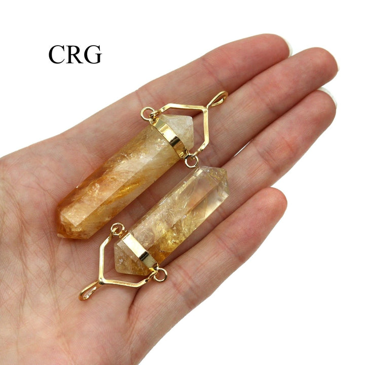 SET OF 4 - Polished Citrine Double Terminated Point Pendant with Gold Swivel Bail / 1 - 2" AVGCrystal River Gems