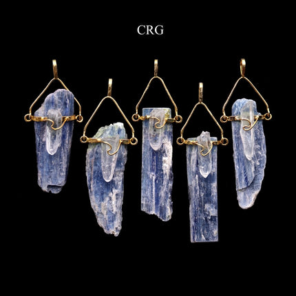Raw Kyanite Blade Pendant with Quartz Point and Gold Swivel Bail - 1"-2" - Set of 4