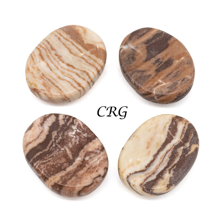 SET OF 4 - Red Banded Jasper Worry Stones w/ Thumb Indent / 1" AvgCrystal River Gems
