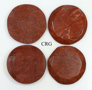 SET OF 4 - Red Jasper Faceted Gemstone Disc Pocket Stone / 2