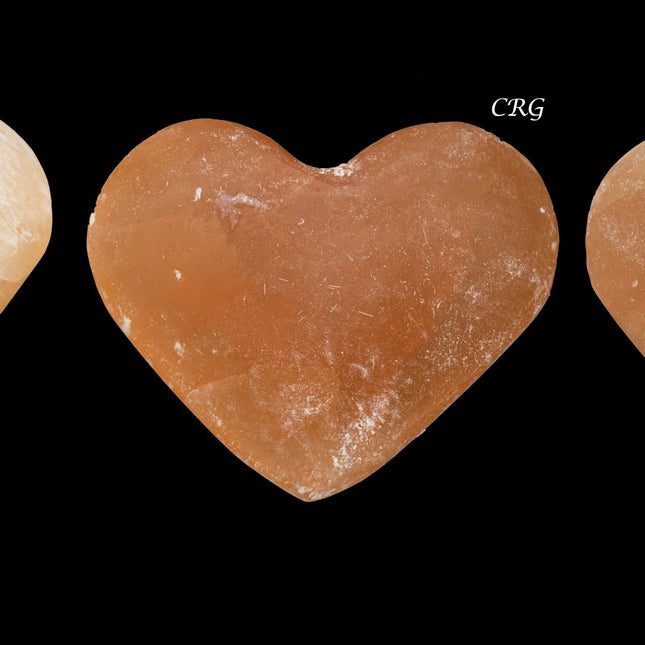 Set of 4 - Red Selenite Heart / 60mm - Crystal River Gems