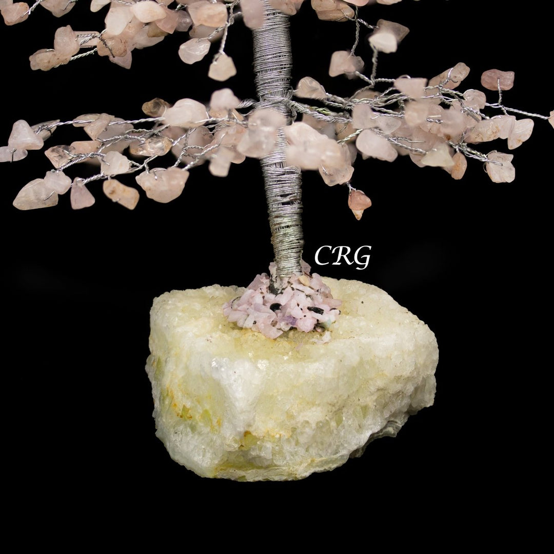 SET OF 4 -Rose Quartz - 500 Gemstone Chip Tree w/ Cluster Base - Silver Wire