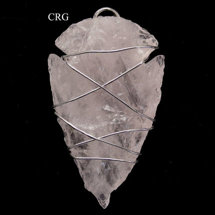 SET OF 4 - Rose Quartz Wire Wrapped Arrowhead Pendants / 1.5" Avg - Crystal River Gems