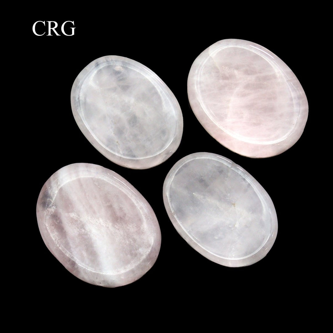 SET OF 4 - Rose Quartz Worry Stones with Thumb Indent / 1" AVG