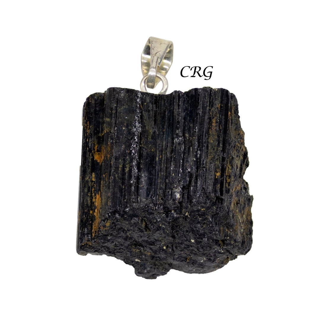 SET OF 4 - Rough Black Tourmaline Pendant with Silver Bail / 1 - 2" AVGCrystal River Gems