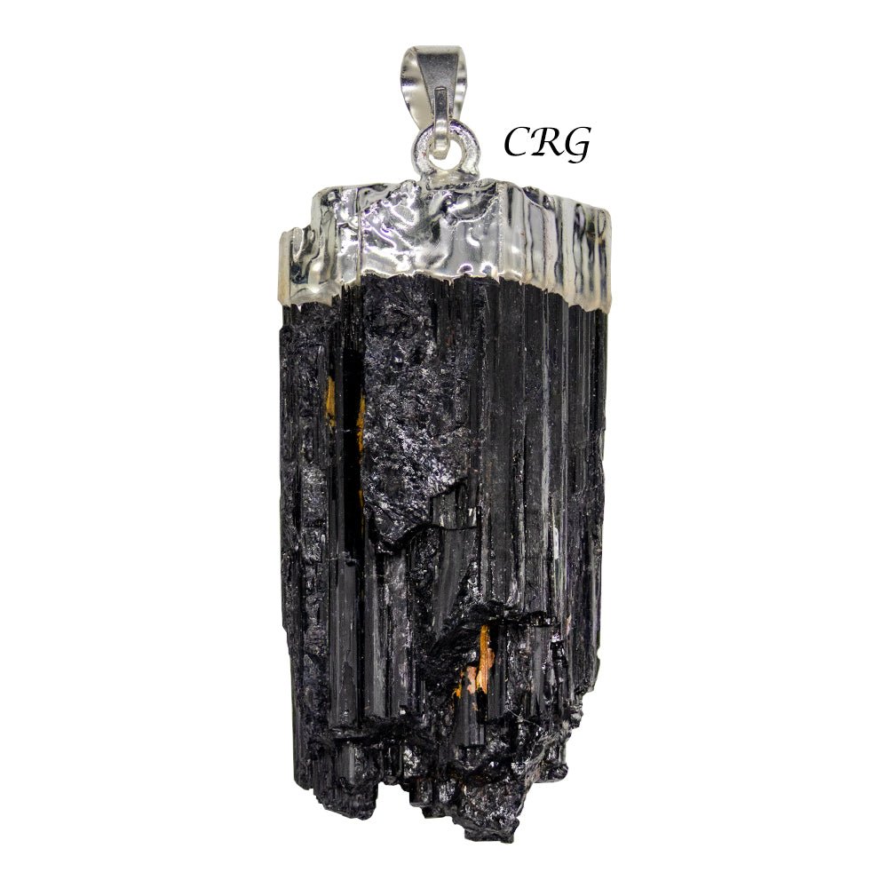 SET OF 4 - Rough Black Tourmaline Pendant with Silver Plating / 1 - 2" AVGCrystal River Gems