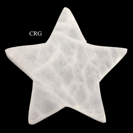 SET OF 4 - Selenite Flat Stars / 10cm AVG - Crystal River Gems