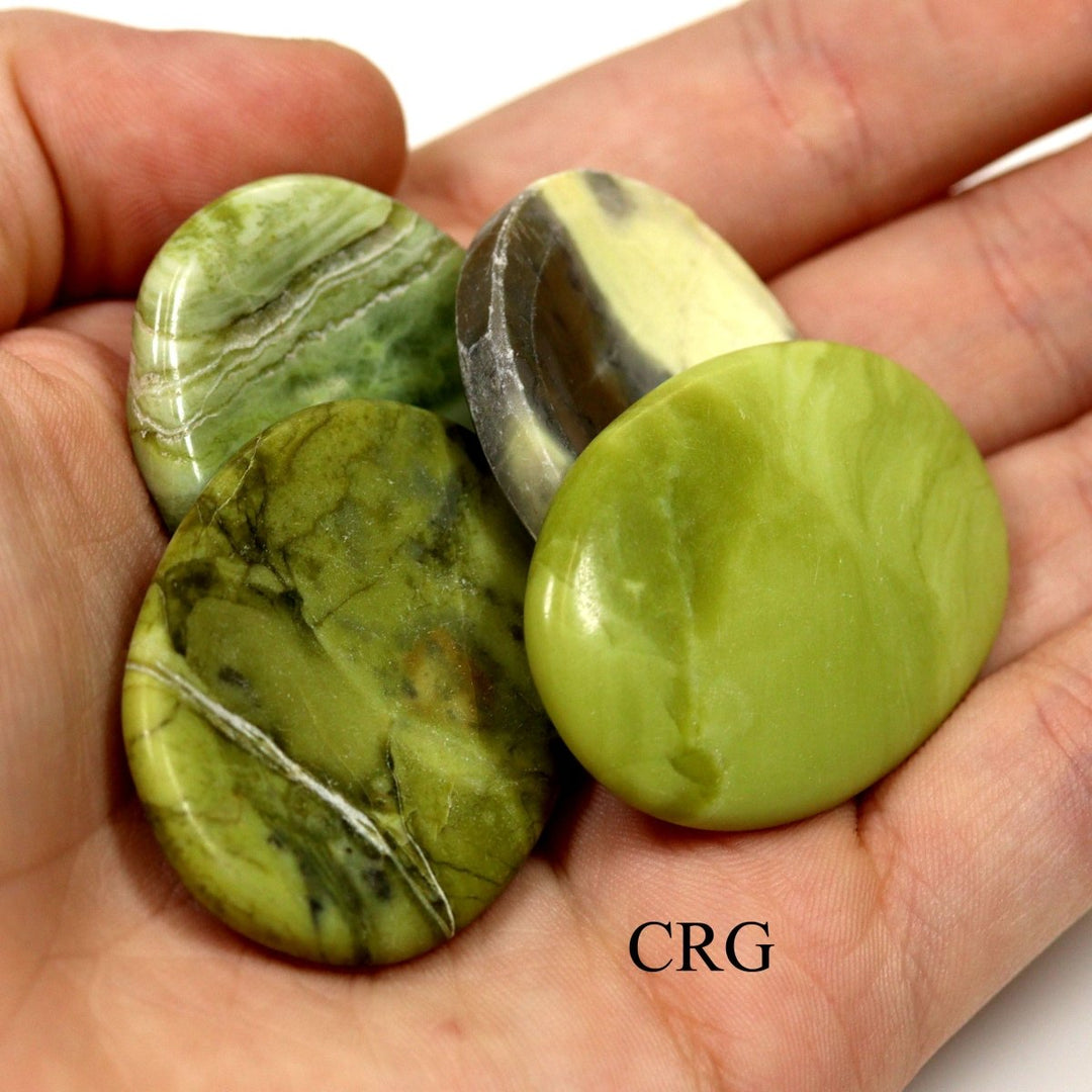 SET OF 4 - Serpentine Worry Stones with Thumb Indent / 1" AVGCrystal River Gems