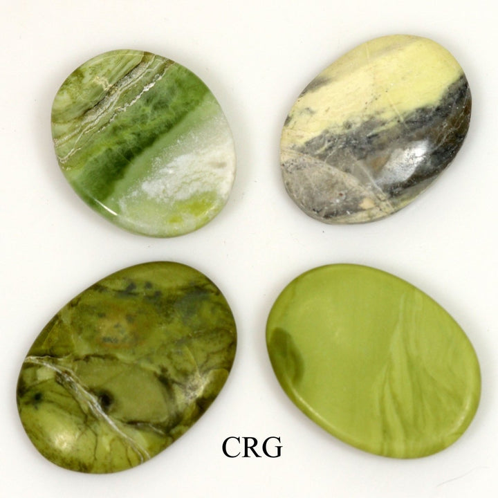 SET OF 4 - Serpentine Worry Stones with Thumb Indent / 1" AVGCrystal River Gems