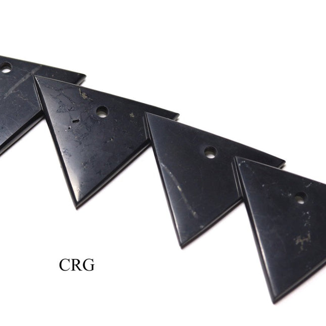 SET OF 4 - Shungite Triangle Pendant / 40-50mm AVG - Crystal River Gems