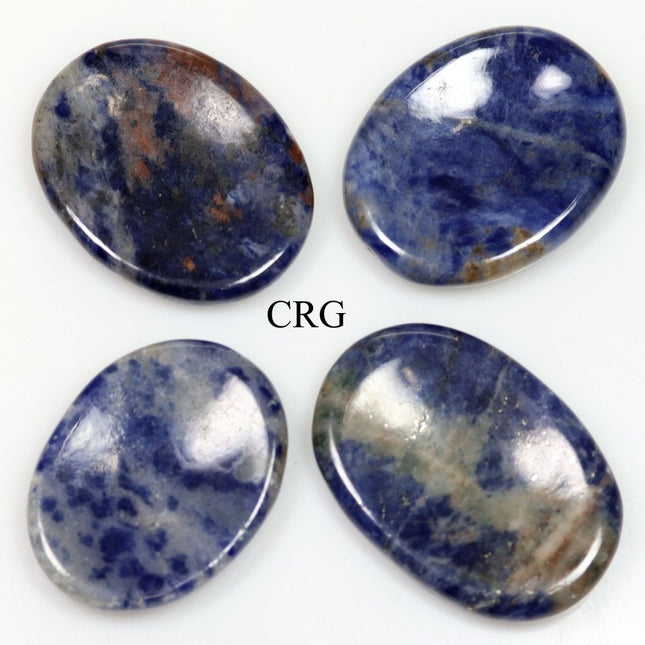 SET OF 4 - Sodalite Worry Stones with Thumb Indent / 1" AVG - Crystal River Gems