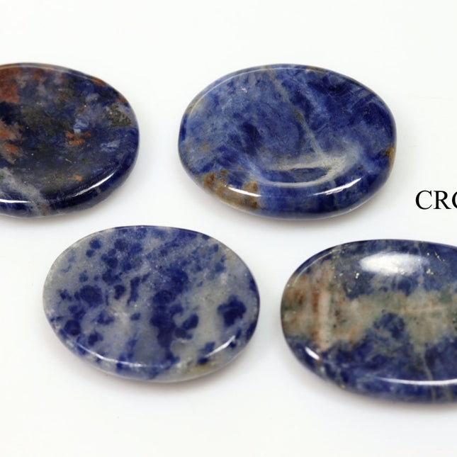 SET OF 4 - Sodalite Worry Stones with Thumb Indent / 1" AVG - Crystal River Gems