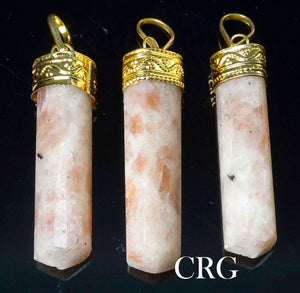 Sunstone 3-Sided Point Gold Plated Pendant (1 Inch) (Set of 4)