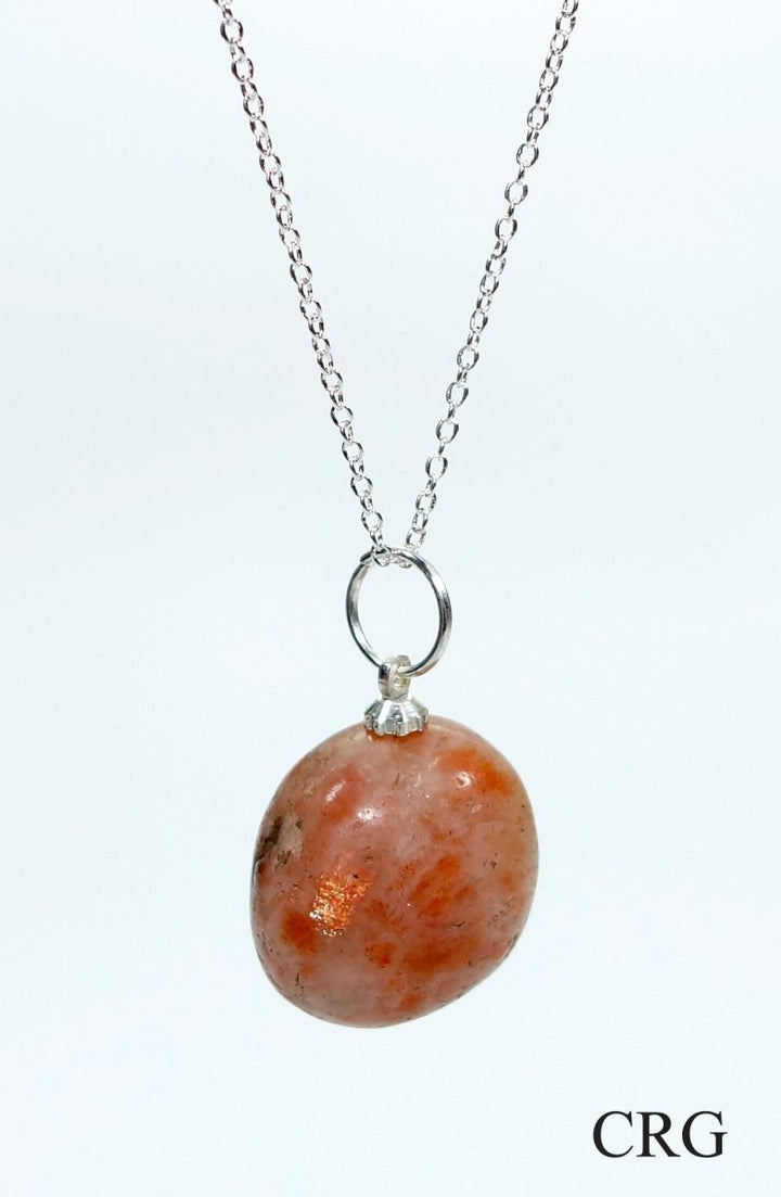 SET OF 4 - Sunstone Tumbled Pendant w/ Silver Bail / 1" AvgCrystal River Gems