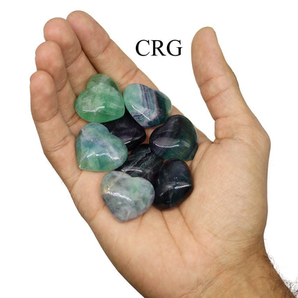 SET OF 4 - Tiny Rainbow Fluorite Heart / 30mm AVG - Crystal River Gems