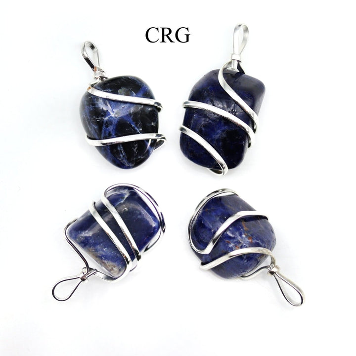 SET OF 4 - Tumbled Sodalite Pendant with Silver Plated Wire / 1" AVGCrystal River Gems