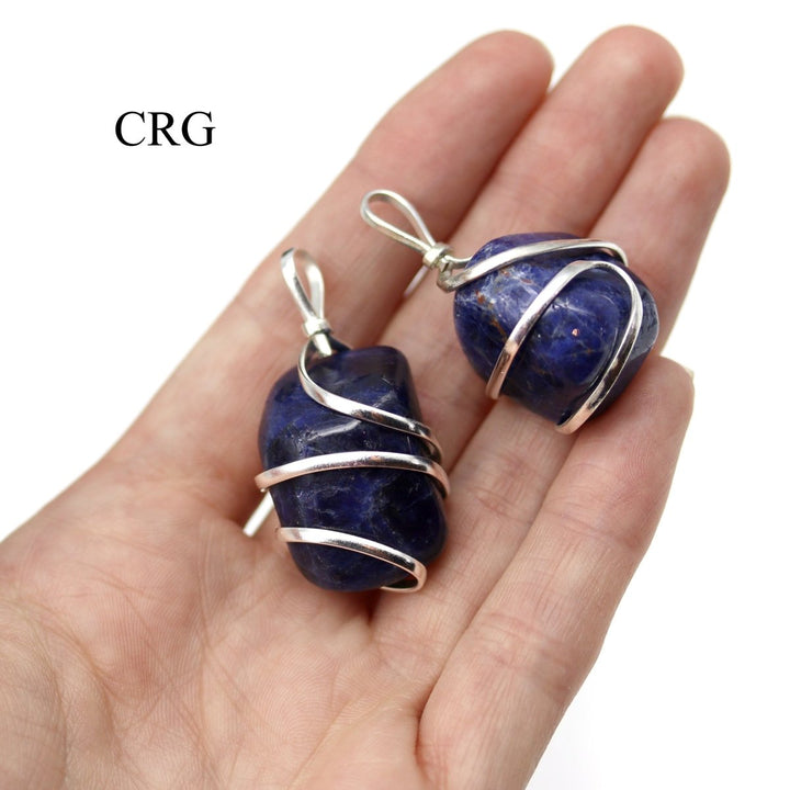 SET OF 4 - Tumbled Sodalite Pendant with Silver Plated Wire / 1" AVGCrystal River Gems