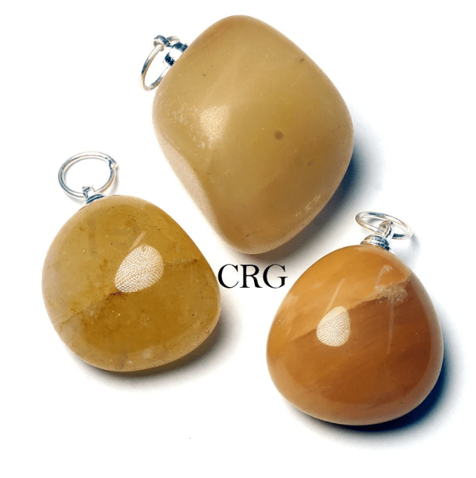 Yellow Quartz Pendant (1 inch) (Set of 4) Jewelry Making Small Tumbled Pendant