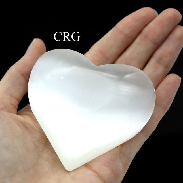 SET OF 4 - White Selenite Heart / 60-70mm AVG - Crystal River Gems