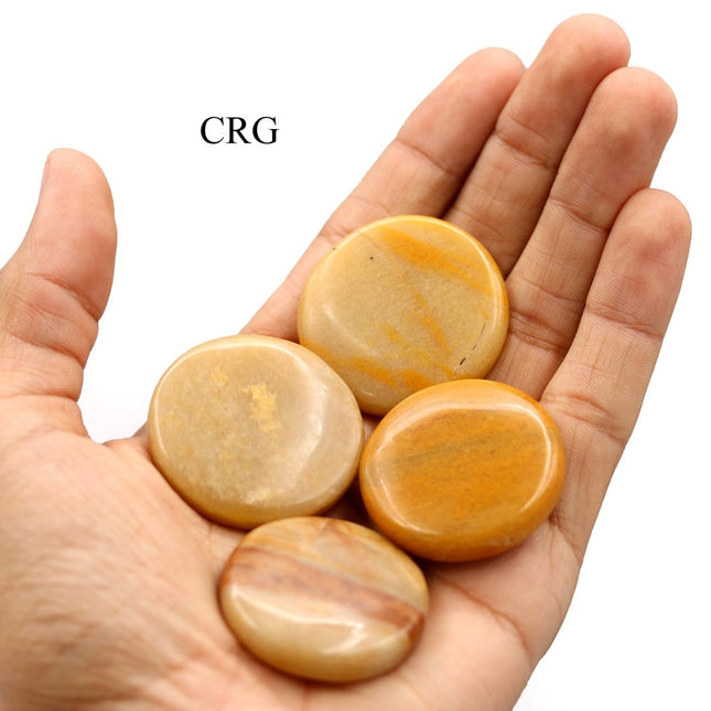 SET OF 4 - Yellow Aventurine Pocket Stones / 1.5" AVG - Crystal River Gems