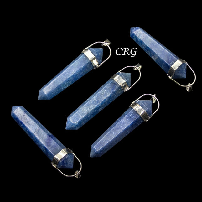SET OF 5 - Blue Quartz Double Terminated Pendant from Brazil / 45mm Avg - Crystal River Gems
