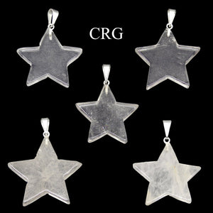 SET OF 5 - Crystal Quartz Star Pendants from Brazil / 30mm Avg