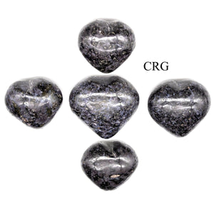 SET OF 5 - Indigo Gabbro Puffy Gemstone Heart / 1-2