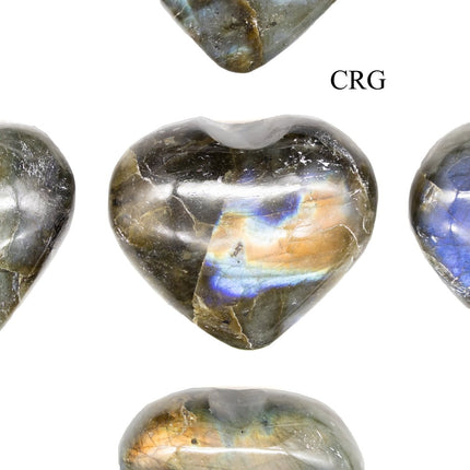 Set of 5 - Labradorite Puffy Gemstone Heart / 1.5" AVG