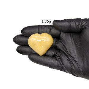 SET OF 5 - Pale Yellow Quartz Puffy Gemstone Hearts / 1-2