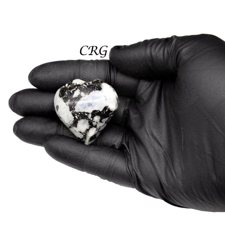 SET OF 5 - Rainbow Moonstone Puffy Gemstone Heart / 1.5" AVG