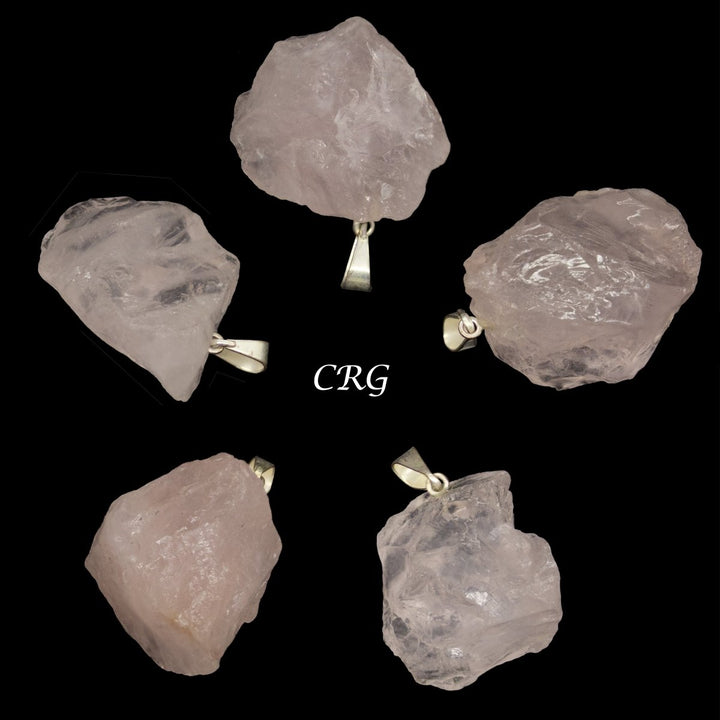 SET OF 5 - Rose Quartz Rough Rock Pendant from Brazil / 18 - 22mm AvgCrystal River Gems