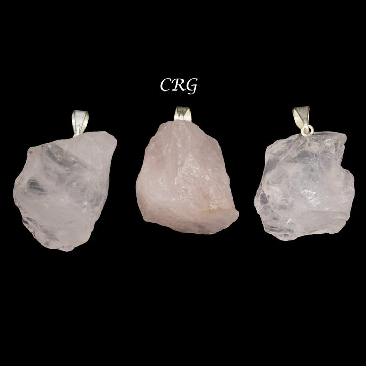 SET OF 5 - Rose Quartz Rough Rock Pendant from Brazil / 18 - 22mm AvgCrystal River Gems