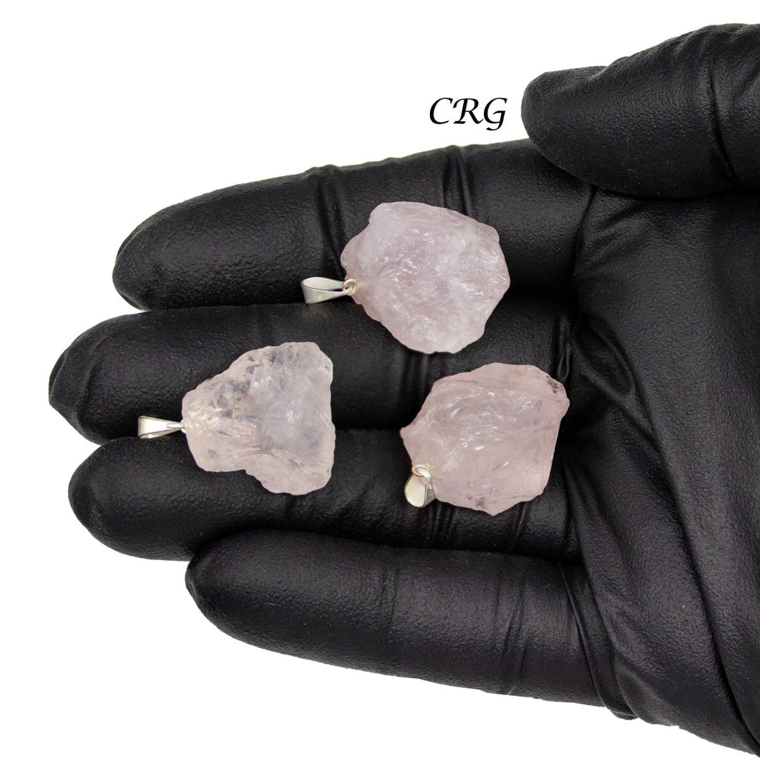 SET OF 5 - Rose Quartz Rough Rock Pendant from Brazil / 18 - 22mm AvgCrystal River Gems