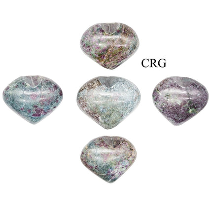 Set of 5 - Ruby Kyanite Puffy Gemstone Heart / 1.5" AVG