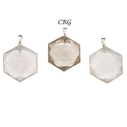 SET OF 5 - Smoky Quartz Hexagram Pendants from Brazil / 30mm Avg - Crystal River Gems