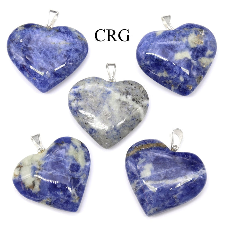 SET OF 5 - Sodalite Gemstone Heart Pendant from BrazilCrystal River Gems