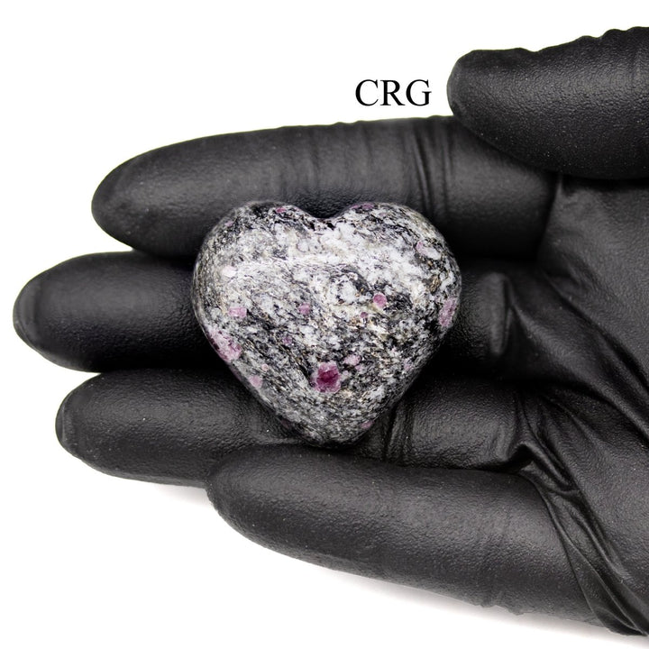 SET OF 5 - Spinel Matrix Puffy Gemstone Heart / 1.5" AVG