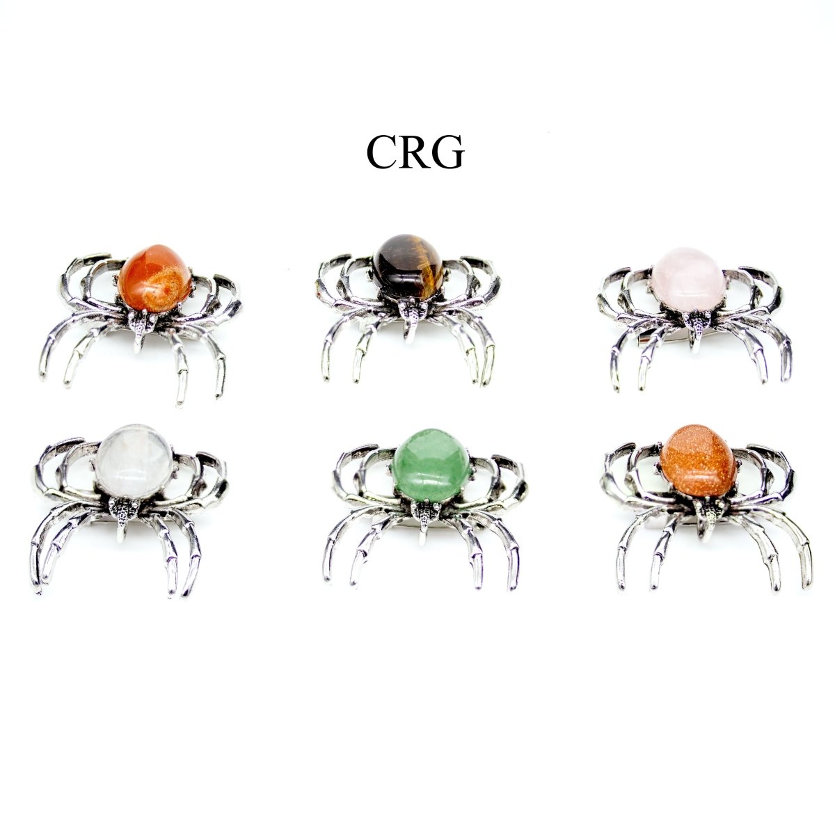 SET OF 6 - Assorted Gemstone Spider Pins / Pendants | 2