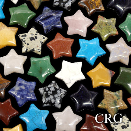 SET OF 6 - Assorted Gemstone Star Pendants / 1-2" AVG