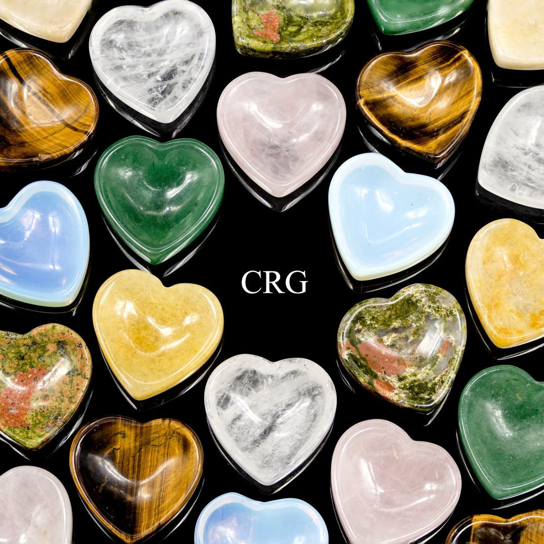 SET OF 6 - Gemstone Mini Heart Dish / 3 cm AvgCrystal River Gems