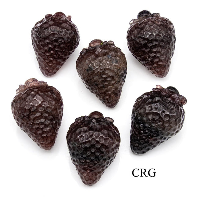 SET OF 6 - Hand Carved Quartz Strawberries / 4cm Avg - Crystal River Gems